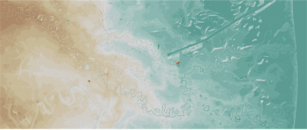 [사진=연세대 연구에 사용된 지형자료 이미지(자료 출처: TNRIS & INEGI)]미국과 멕시코 국경을 흐르는 리오그란데 강 주변 DEM 자료. 사행천의 굽이 변화를 자료 분석를 통해 획득